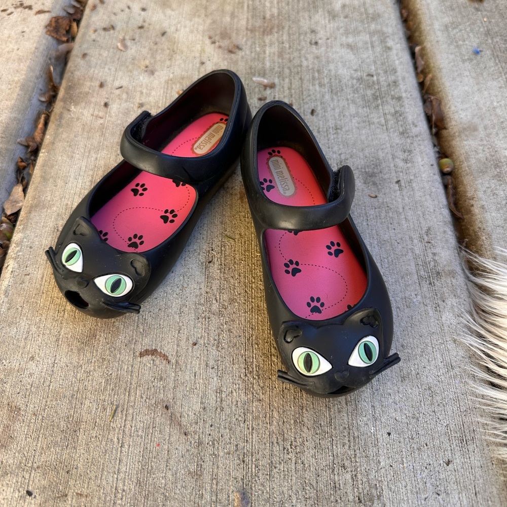 Mini Melissa Black Cat Face Dress Shoes size 9